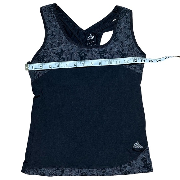 Adidas Black Floral/Damask Print Racerback Performance Tank Top Size M - Picture 5 of 7